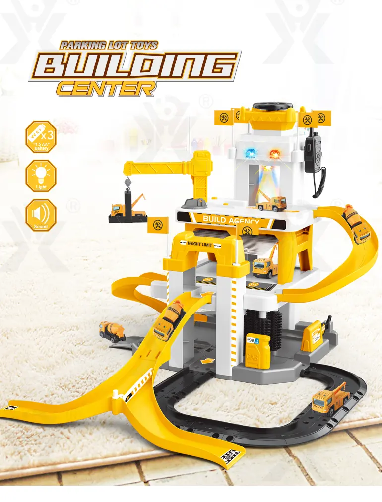 Engineering Parking Lot Toy with Lights, Sounds & Interactive Features (TB-3990757) — illustrated product details, panel 1