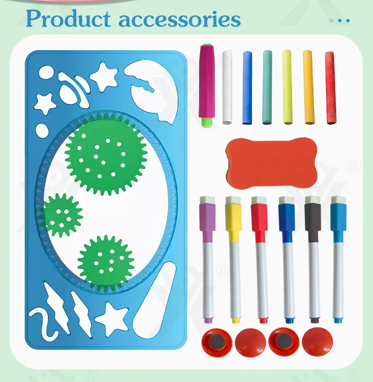 Kids Dual-Sided Painting Table with Chalkboard & Whiteboard (TB-2303984) — illustrated product details, panel 3