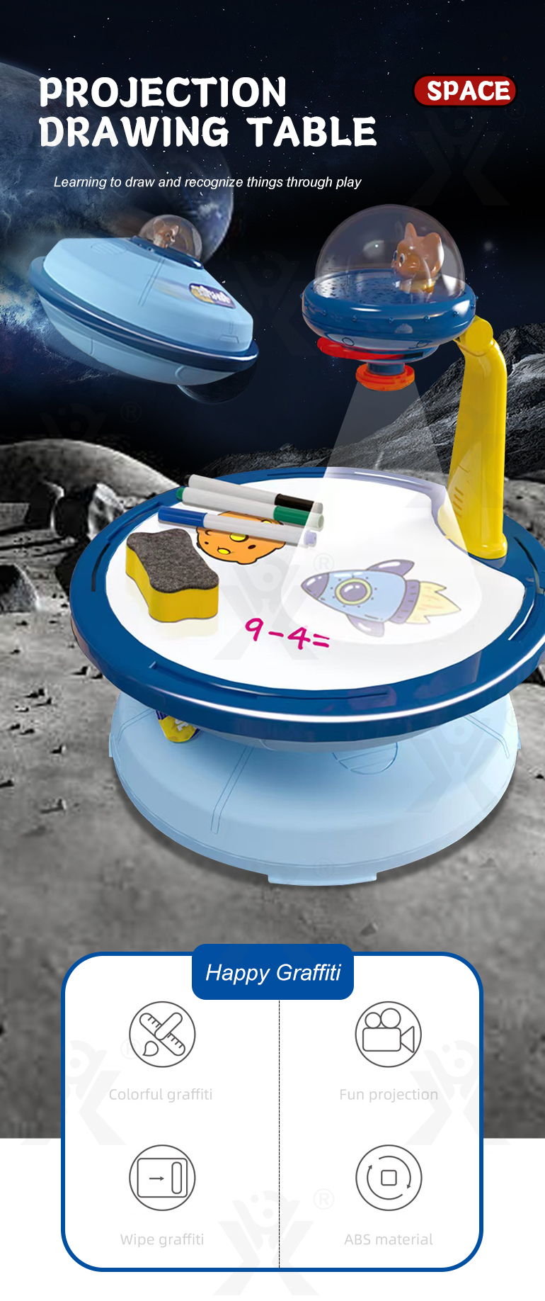Drawing Table Toy With Projection For Children (TB-4027124) — illustrated product details, panel 1