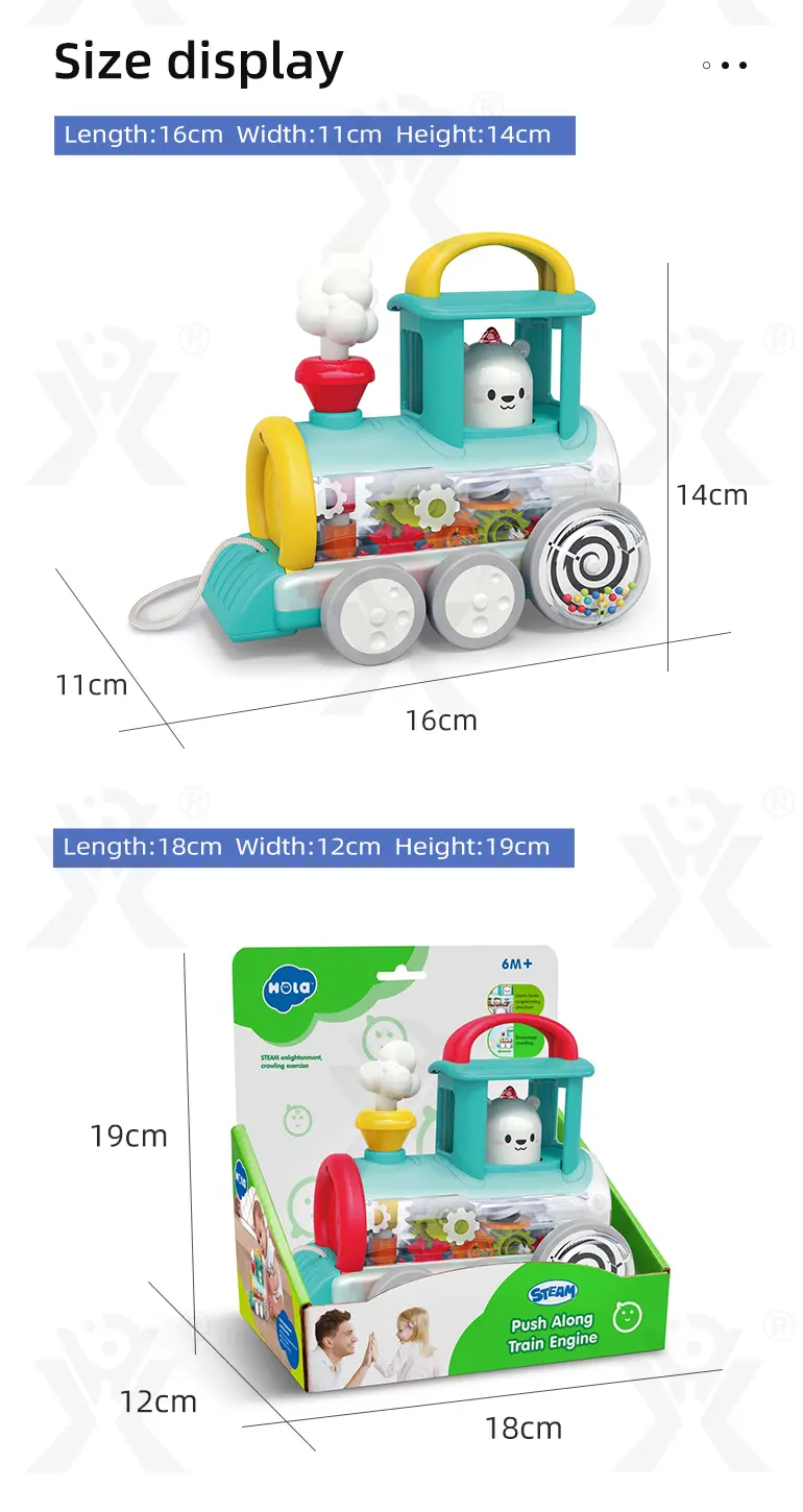 Push-Pull Small Train Toy With Smoke, Gears & Rotating Bead (TB-4002047) — illustrated product details, panel 10