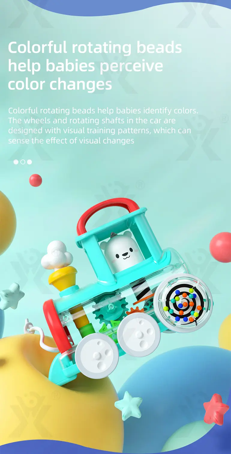 Push-Pull Small Train Toy With Smoke, Gears & Rotating Bead (TB-4002047) — illustrated product details, panel 3