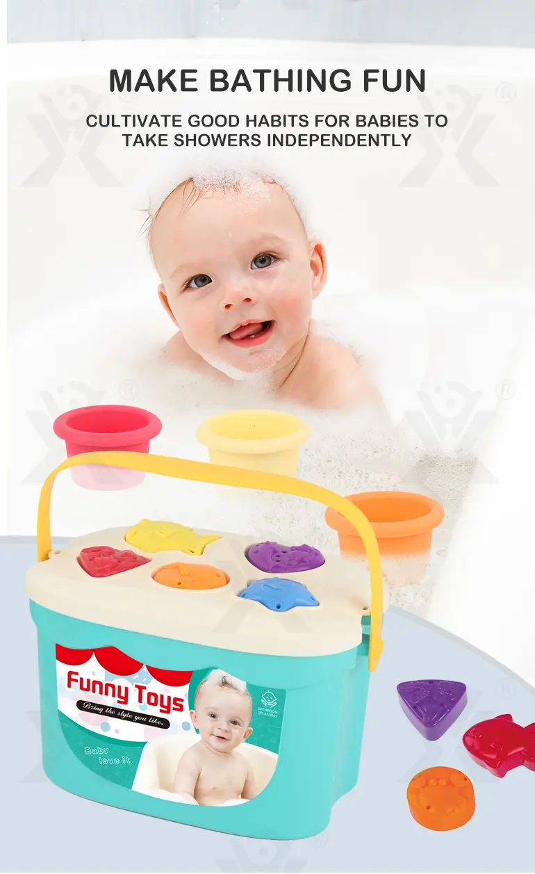 Baby Bath Toy Silicone Stackable with Storage & Shape Pairing Play (TB-4321187) — illustrated product details, panel 2