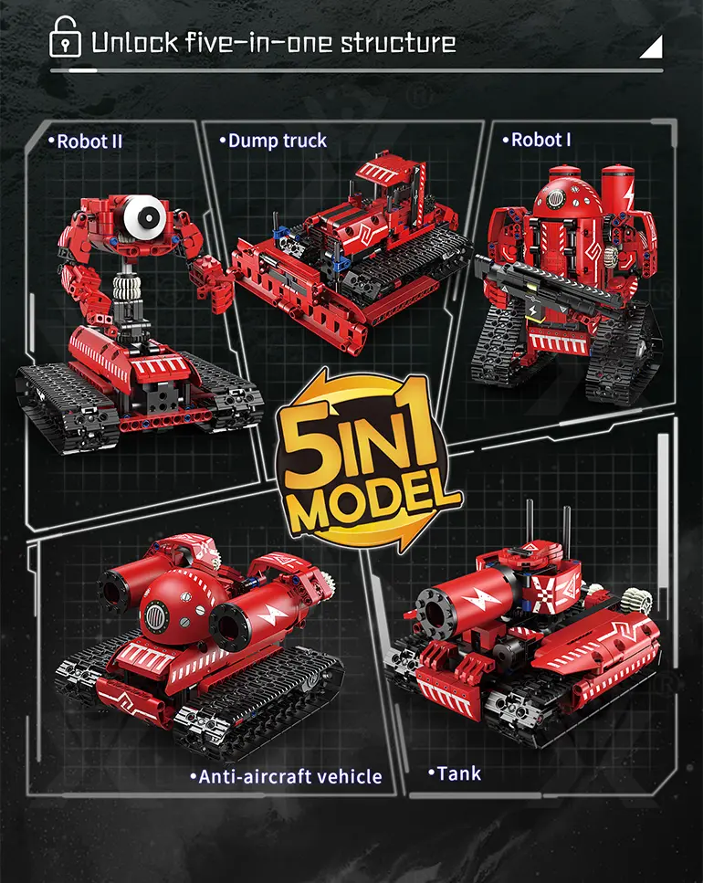5-in-1 Programming Electric Robot with RC/APP Control & Transformable Models (TB-4156875) — illustrated product details, panel 2