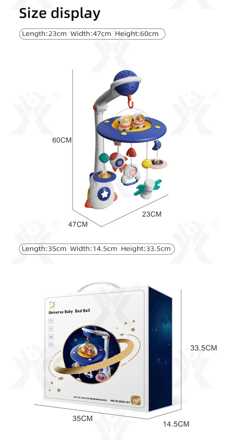 Soothing Space Bed Bell with Star Projection, Music, and Rotating Pendant (TB-4118887) — illustrated product details, panel 12