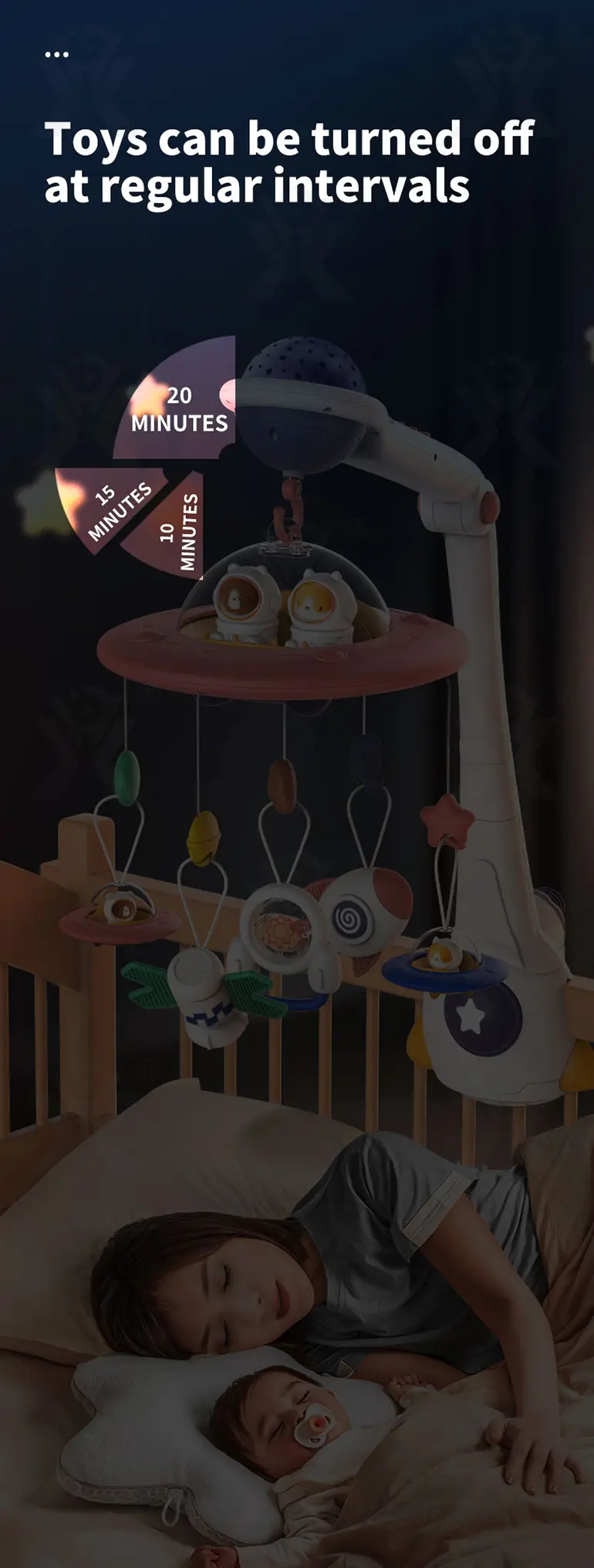 Soothing Space Bed Bell with Star Projection, Music, and Rotating Pendant (TB-4118887) — illustrated product details, panel 7