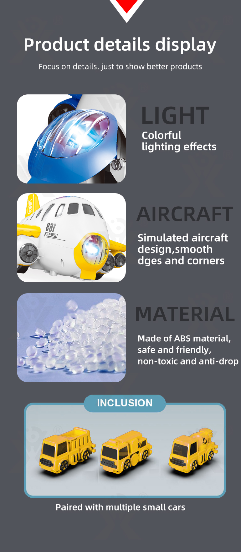 Aircraft Toy with RC Drive & One-Click Launch (TB-4305649) — illustrated product details, panel 5