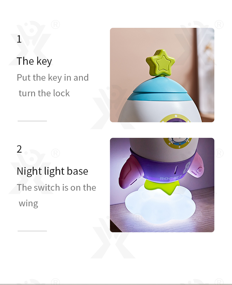 Rocket Piggy Bank Toy with Night Light (TB-4007537) — illustrated product details, panel 3