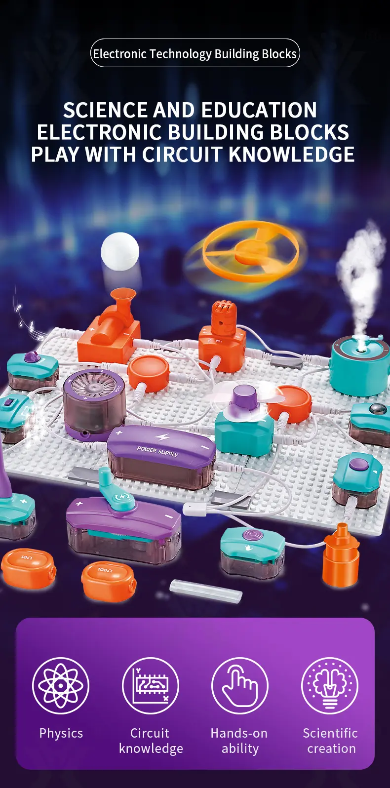 Electronic Bricks With 100+ Circuit Experiments (TB-4124842) — illustrated product details, panel 1
