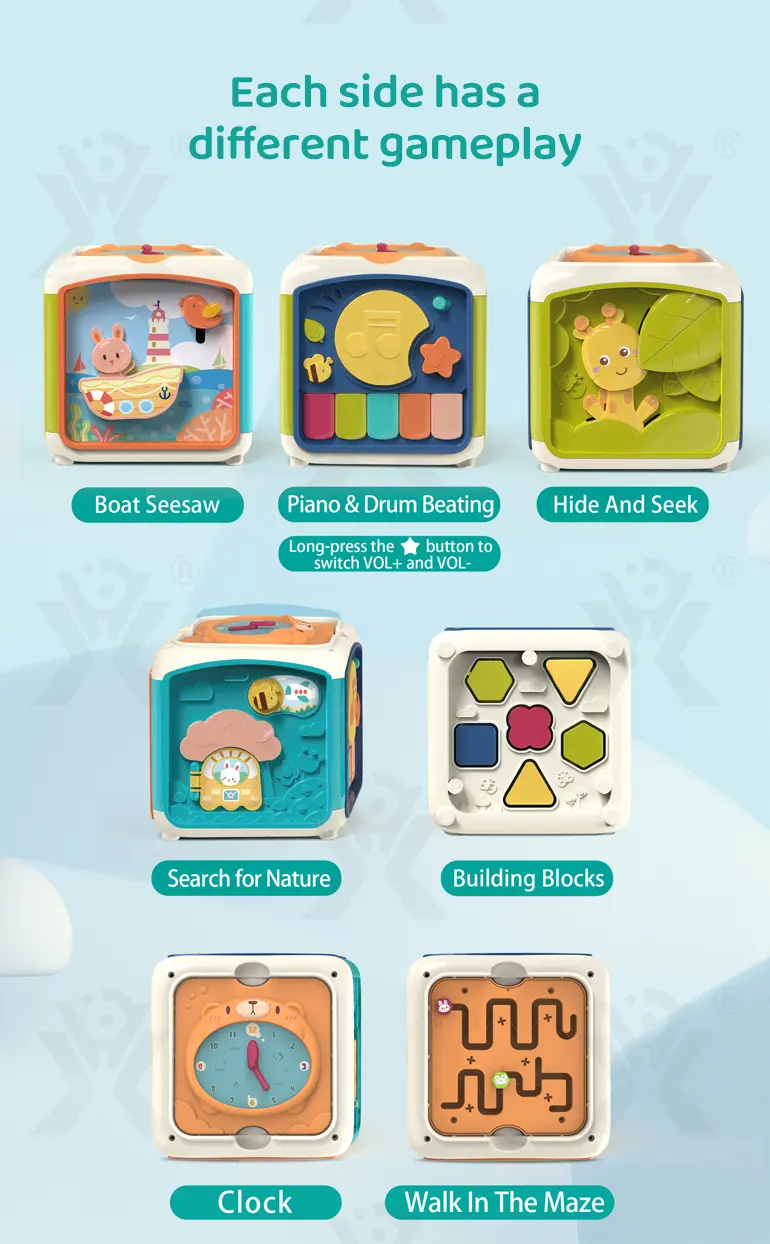 7-in-1 Activity Cube Seven Facet Toy with Music, Shapes, and Interactive Play (TB-4189190) — illustrated product details, panel 2