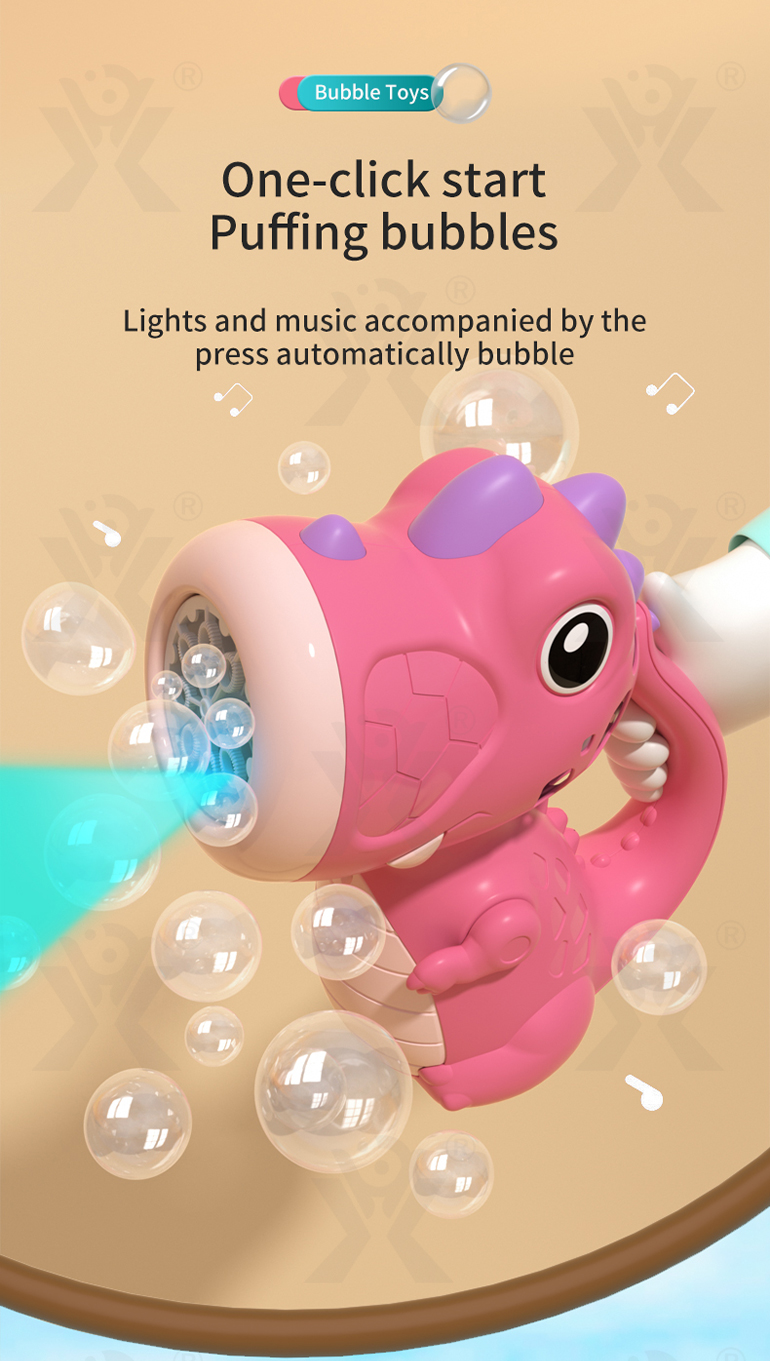 Cute Dinosaur Bubble Machine with Lights & Music (TB-4330915) — illustrated product details, panel 3