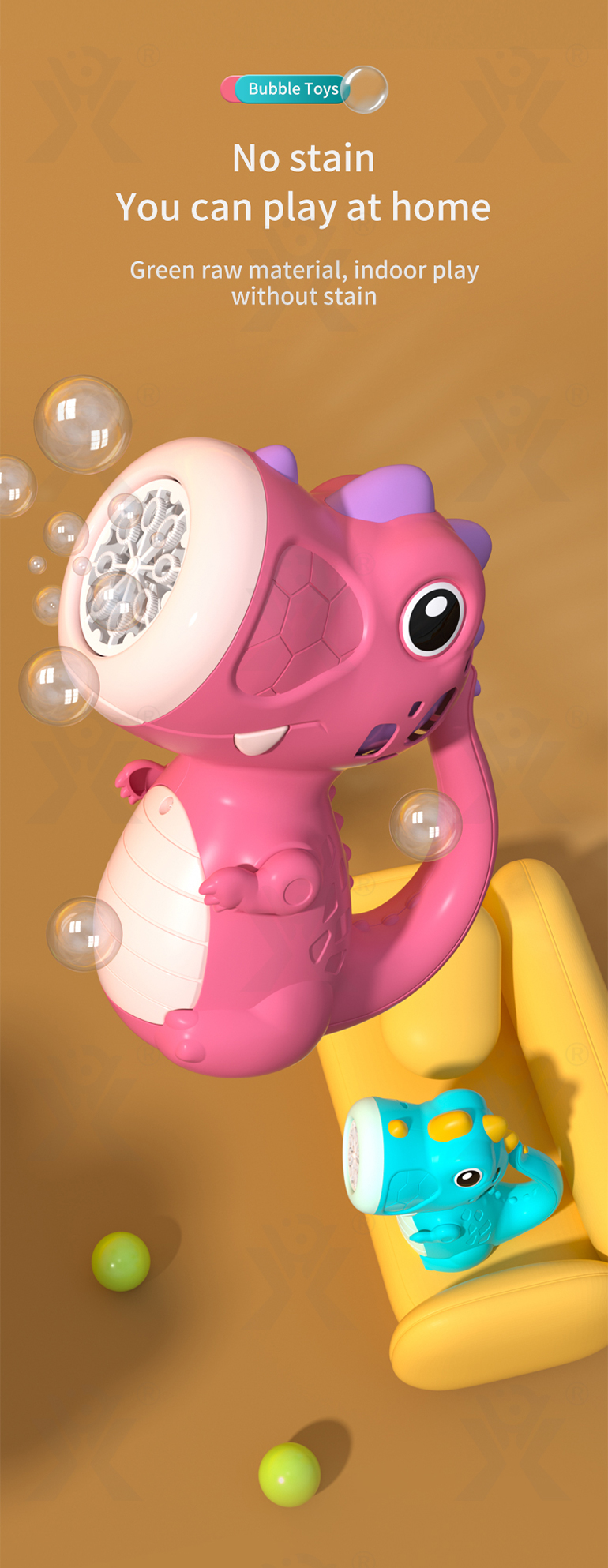 Cute Dinosaur Bubble Machine with Lights & Music (TB-4330915) — illustrated product details, panel 7