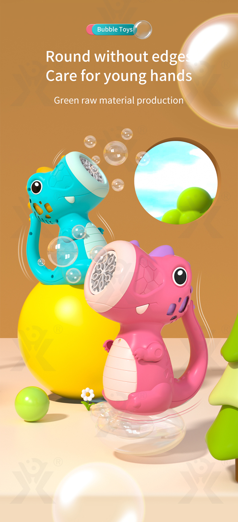 Cute Dinosaur Bubble Machine with Lights & Music (TB-4330915) — illustrated product details, panel 8