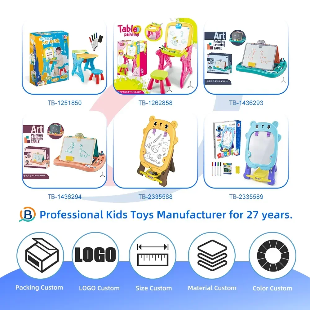 Double-Sided Kids Drawing Board with Adjustable Easel & Storage Tray (TB-2335589) — product photograph 4