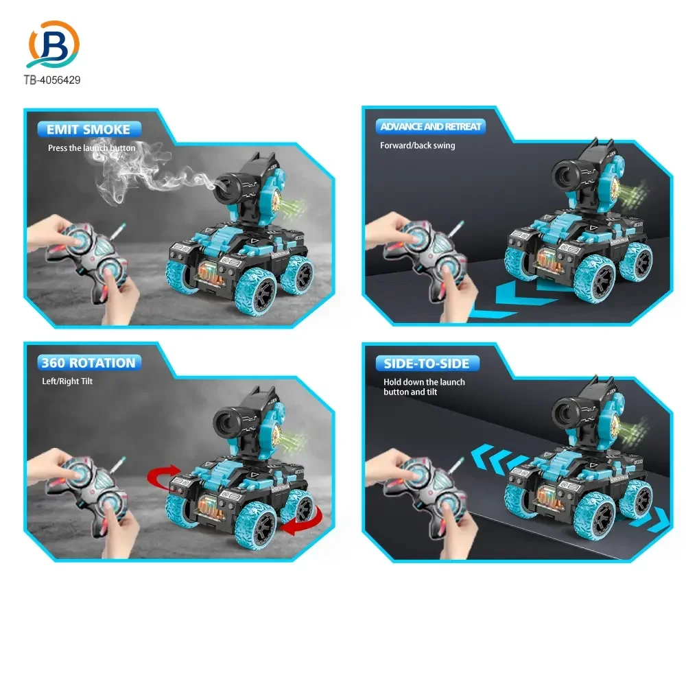 Remote Control Spray Tank Toy with 360° Turret, Mist Effect, and Battle Mode (TB-4056429) — product photograph 2