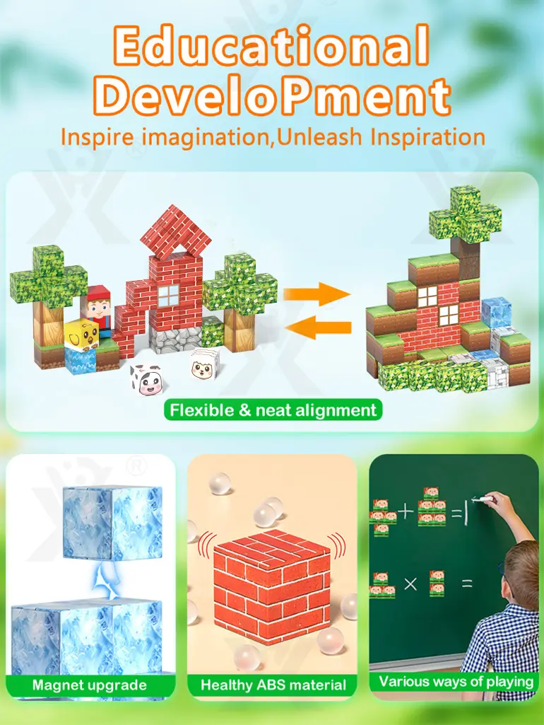 2cm Magnetic Building Blocks Manufacturer (TB-5025000) — illustrated product details, panel 3