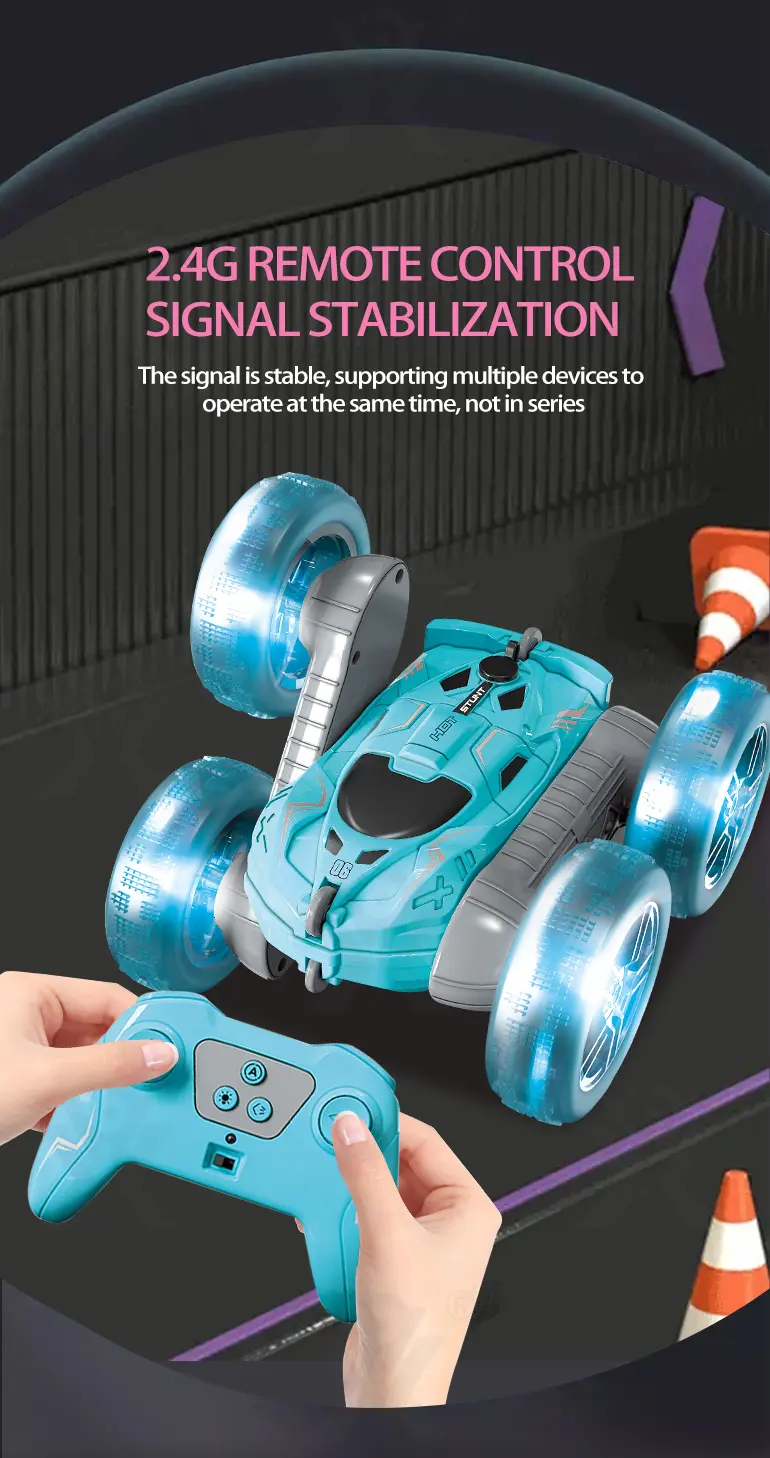 2.4G Remote Control Stunt Car, RC Toy (TB-4937407) — illustrated product details, panel 3