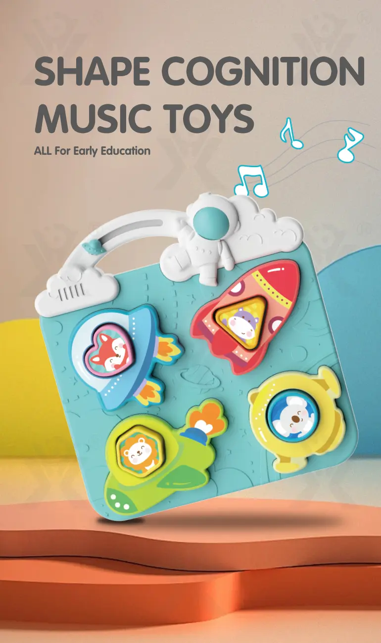 Astronaut Theme Cognition Board Toy With Light, Sound & Shape Learning (TB-5026457) — illustrated product details, panel 1
