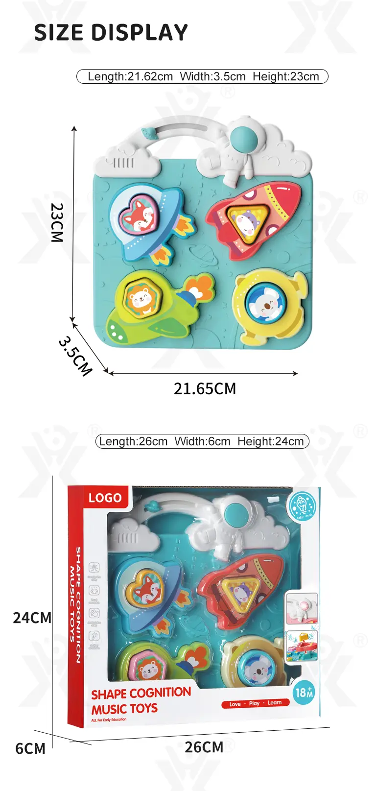 Astronaut Theme Cognition Board Toy With Light, Sound & Shape Learning (TB-5026457) — illustrated product details, panel 7