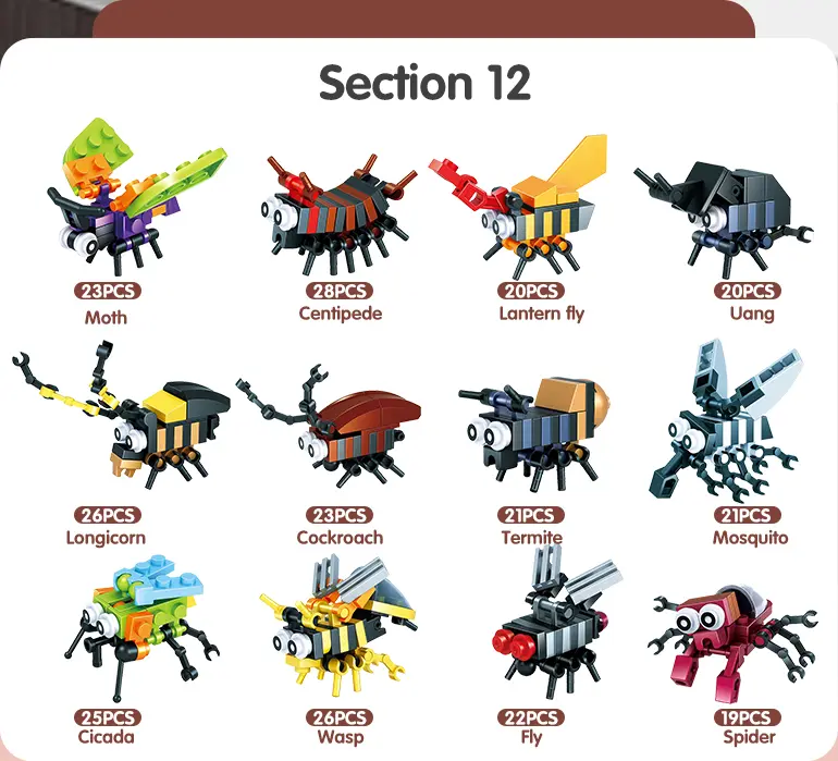 Insect Set Building Bricks For Kids Creative Playing (TB-1625160) — illustrated product details, panel 2