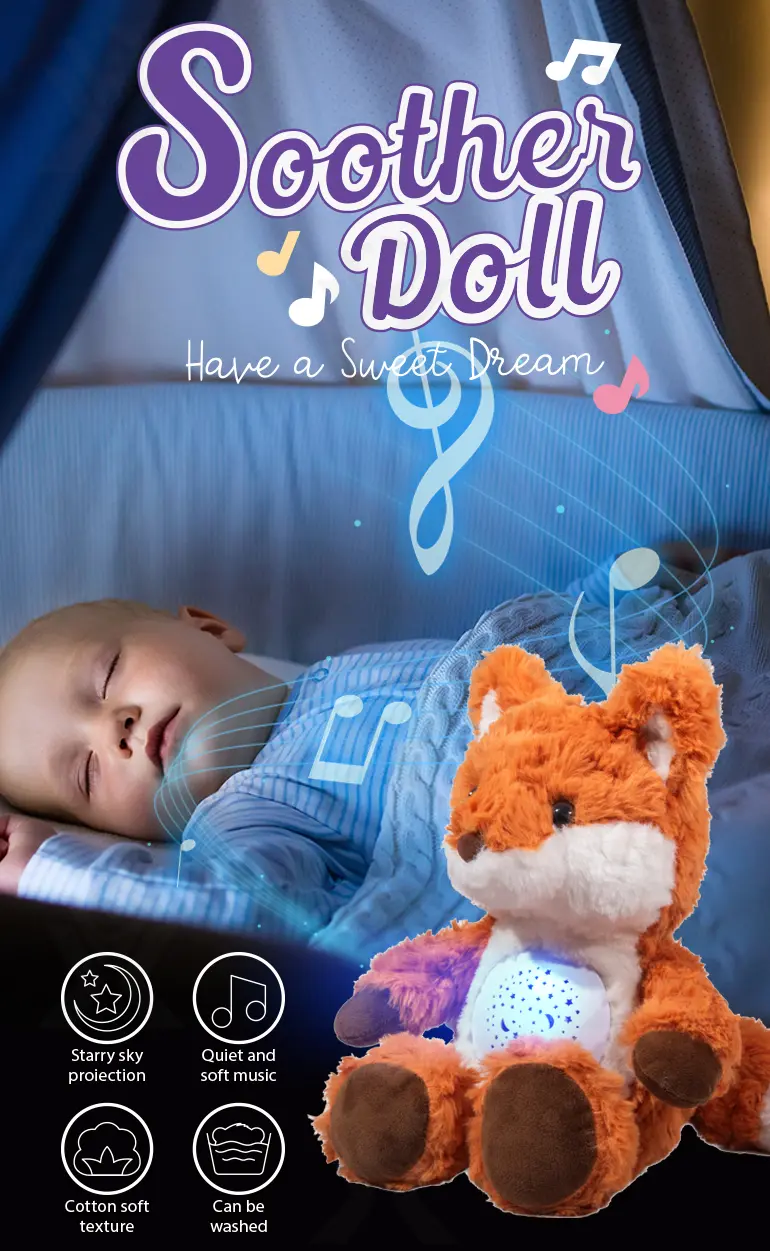 Music Soothes Plush Toy Within Starry Projection, White Noise, Music Loop, Voice IC Detachable For Cleaning (TB-4866236) — illustrated product details, panel 1