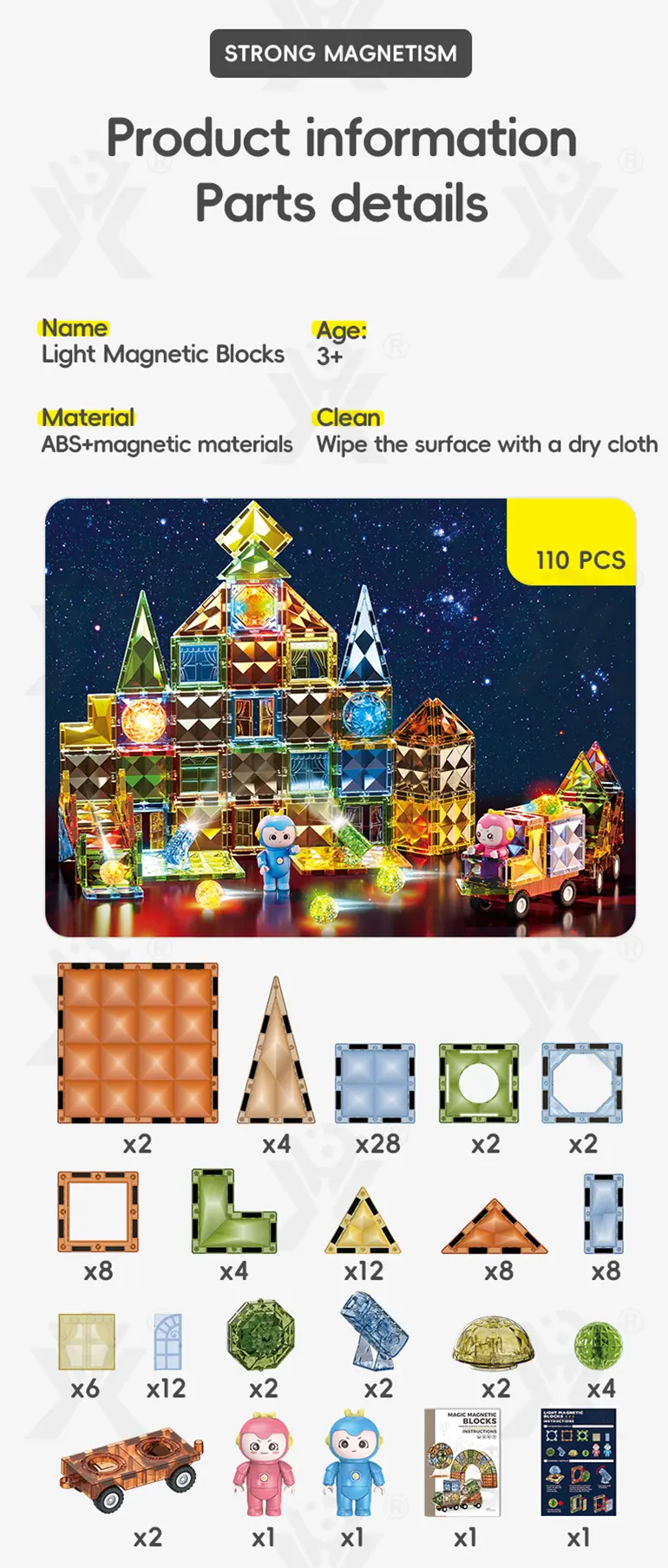Luminescent Magnetic Bricks (TB-4193968) — illustrated product details, panel 12