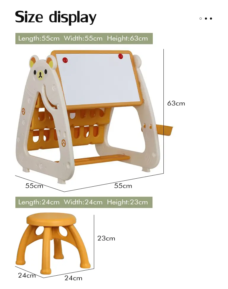 3-in-1 Study Table for Kids, Desk, Drawing Board & Bookshelf (TB-2320339) — illustrated product details, panel 5