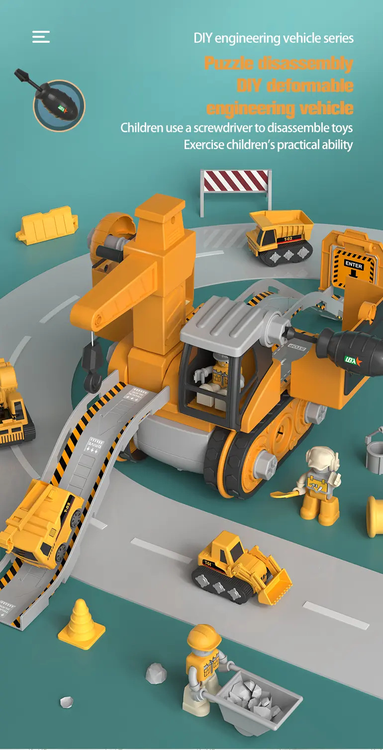 3-in-1 Track Excavator Toy, Engineering Vehicle (TB-2269465) — illustrated product details, panel 1
