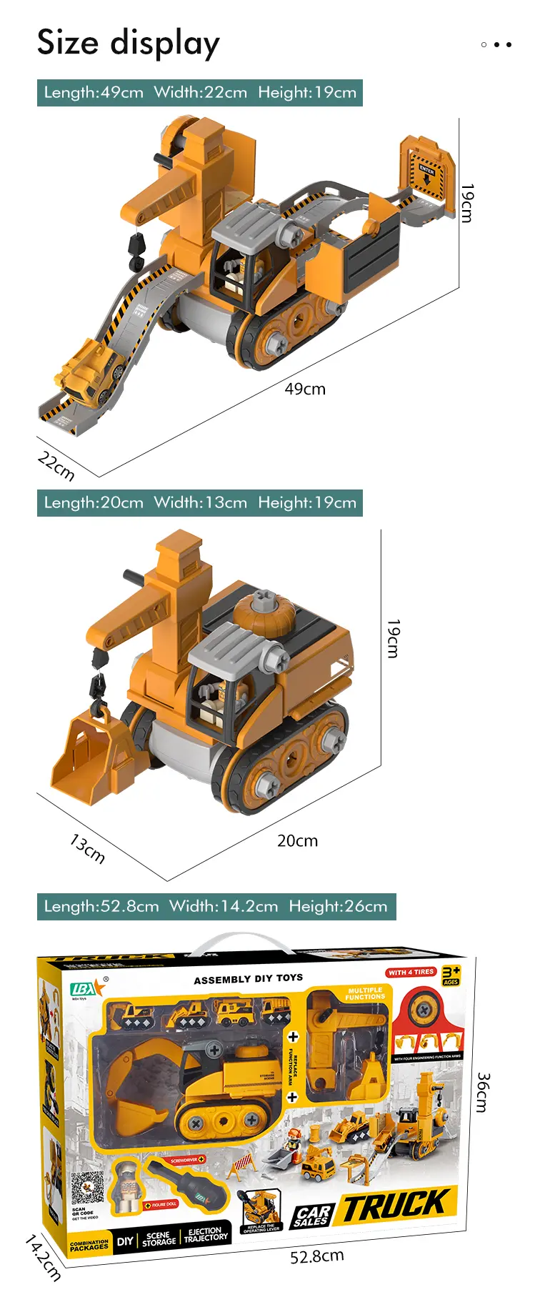3-in-1 Track Excavator Toy, Engineering Vehicle (TB-2269465) — illustrated product details, panel 7