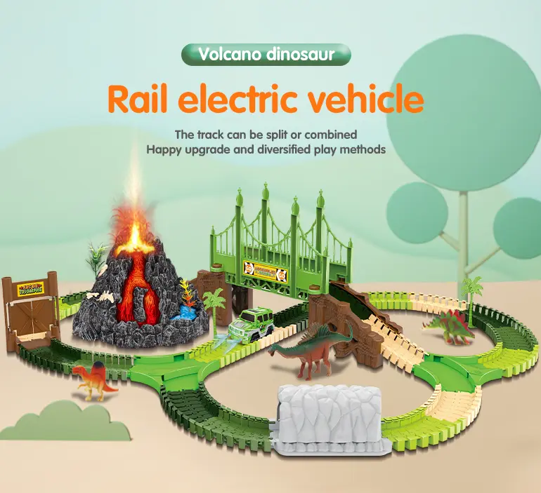 Volcano Dinosaur Track Toy, Spray and Light (TB-2266512) — illustrated product details, panel 1