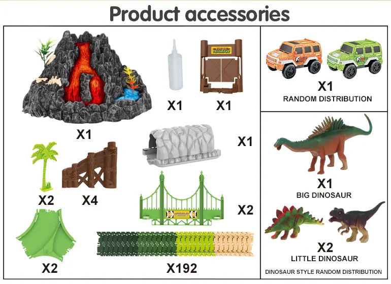 Volcano Dinosaur Track Toy, Spray and Light (TB-2266512) — illustrated product details, panel 2