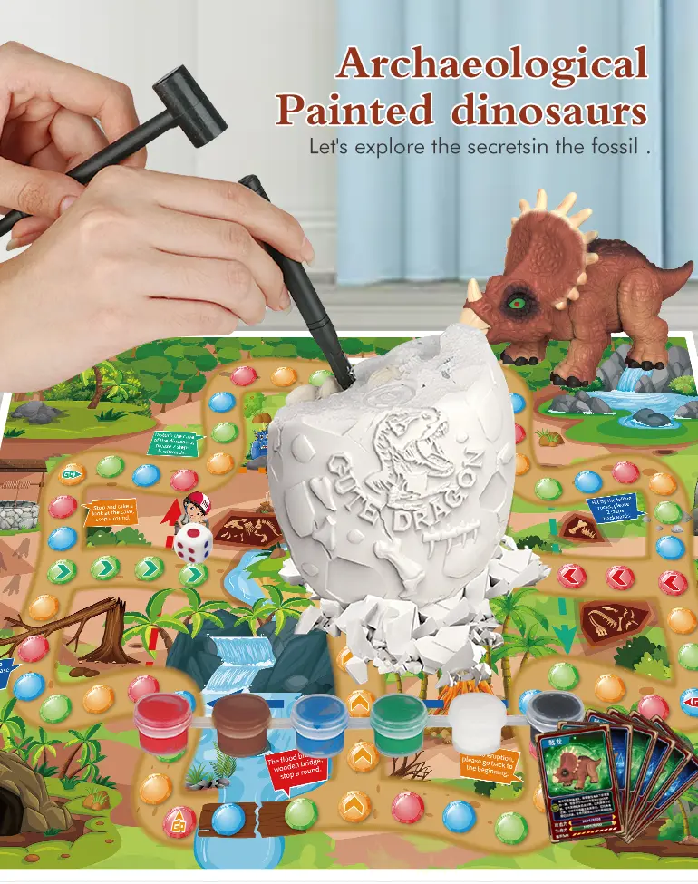 2-in-1 Painted Dinosaur Toy, Dig & Model Kit (TB-2258482) — illustrated product details, panel 1