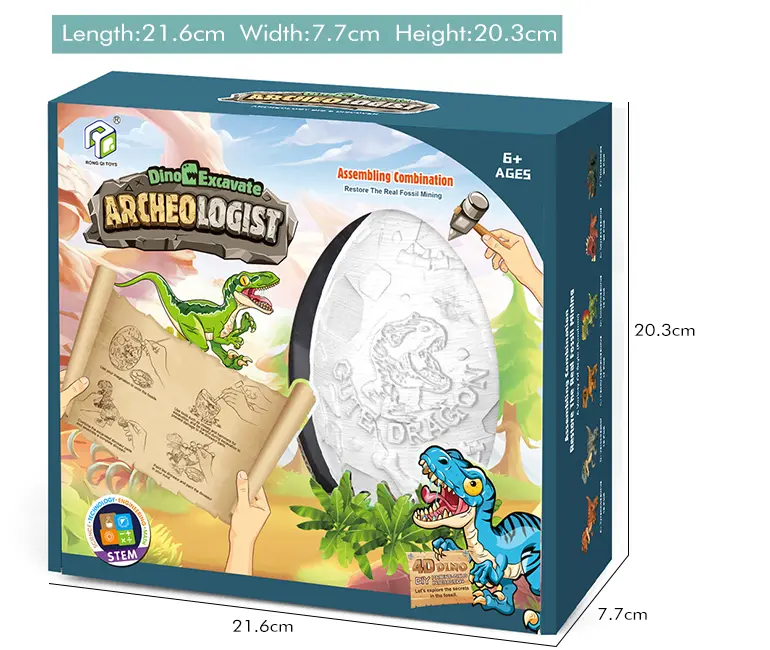 2-in-1 Painted Dinosaur Toy, Dig & Model Kit (TB-2258482) — illustrated product details, panel 7