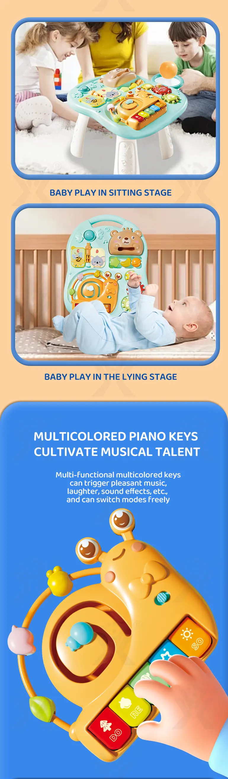 2-in-1 Baby Gaming Table Toy, 8 Activities, Sounds and Lights (TB-4985021) — illustrated product details, panel 5