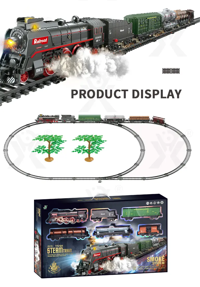 Retro Electric Train Toy, Steam Spray Effect (TB-4113827) — illustrated product details, panel 10