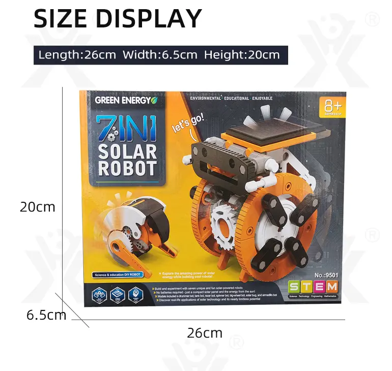 7-in-1 Solar Robot Toy, Solar Powered, Transform to Different Shapes, DIY Funs (TB-3969410) — illustrated product details, panel 6