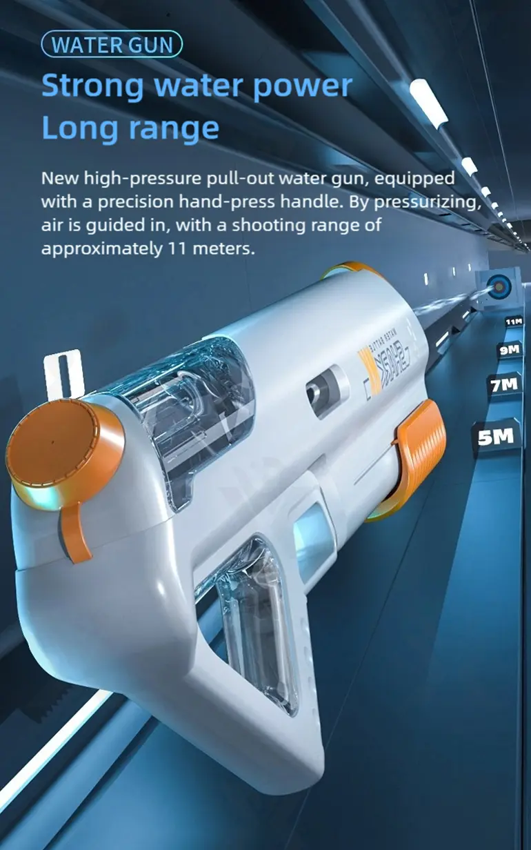 High-pressure Water Gun With Futuristic Space Appearance, 11M Range, Leak-Proof, Water Bottle Compliment (TB-5024648) — illustrated product details, panel 6