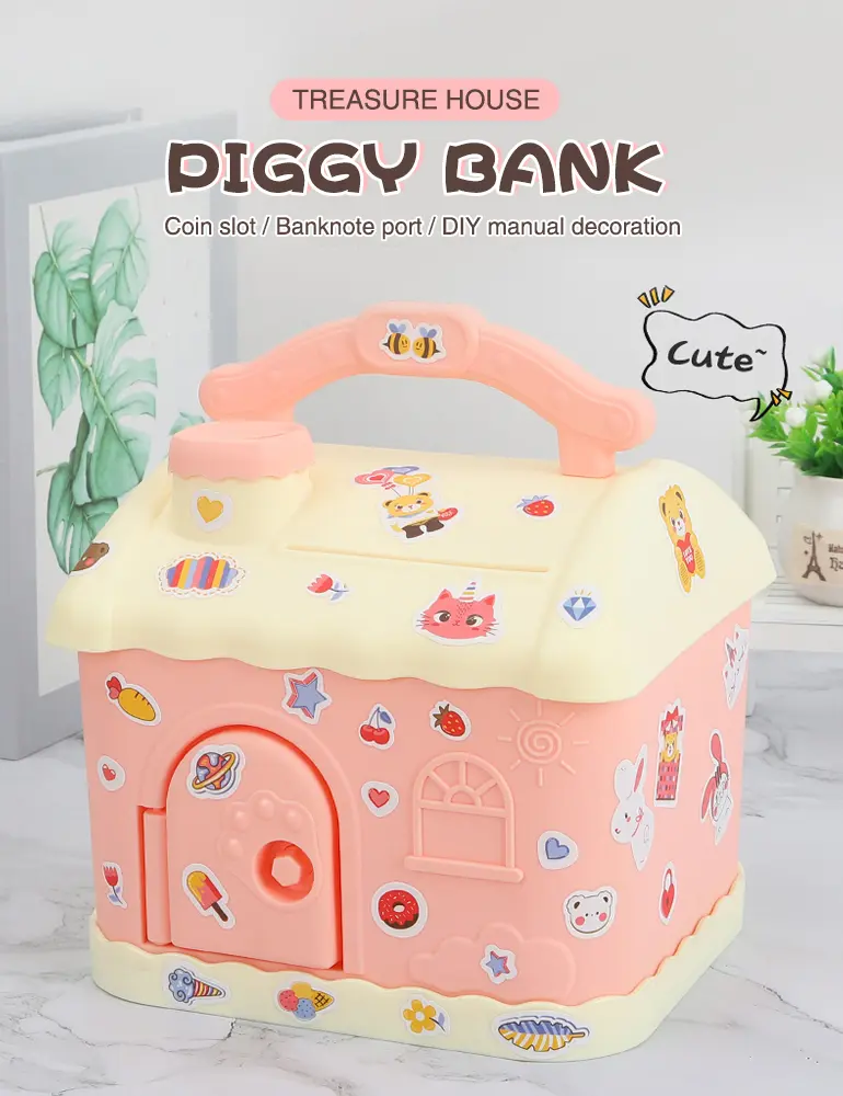 Treasure House Piggy Bank, Portable (TB-2297621) — illustrated product details, panel 1