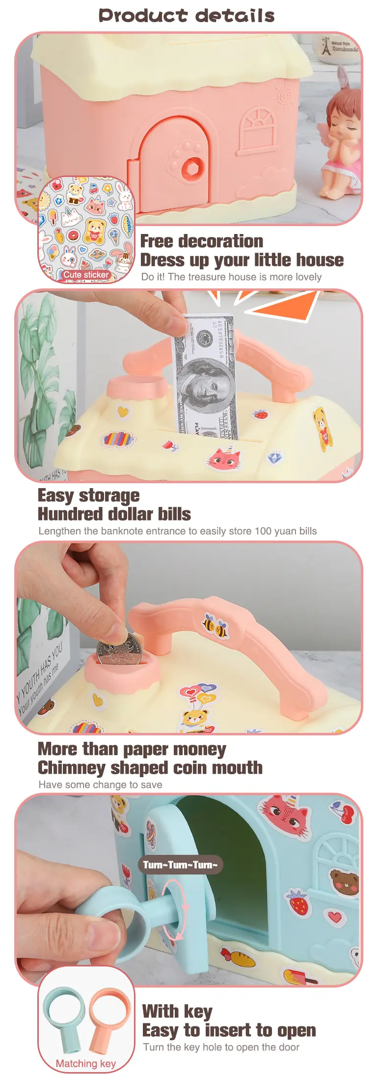 Treasure House Piggy Bank, Portable (TB-2297621) — illustrated product details, panel 4