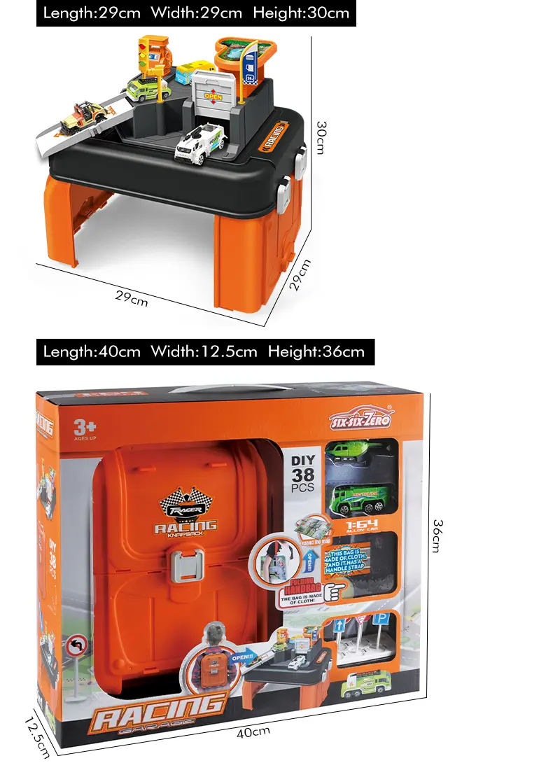 Parking Lot Backpack Toy Set, Diecast Racing (TB-2294523) — illustrated product details, panel 6