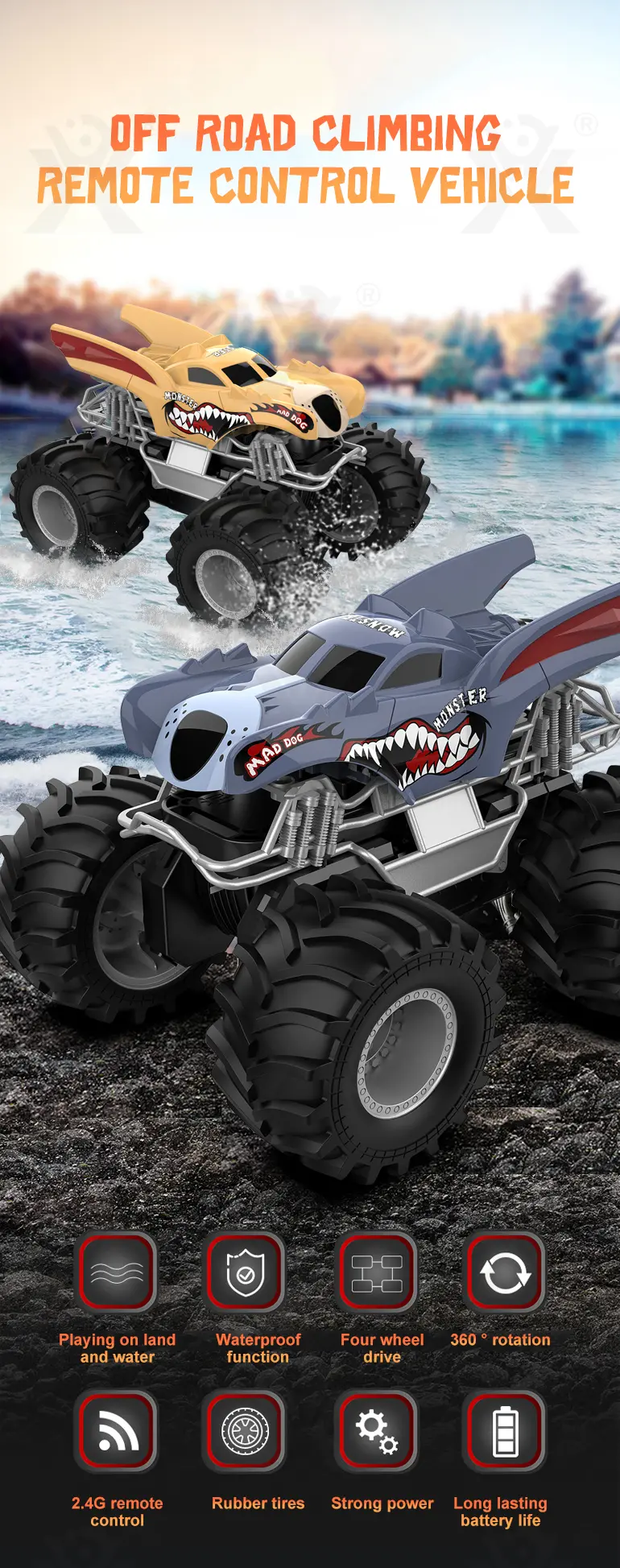 Bat All-terrain Amphibious Vehicle Toy (TB-4359043) — illustrated product details, panel 1