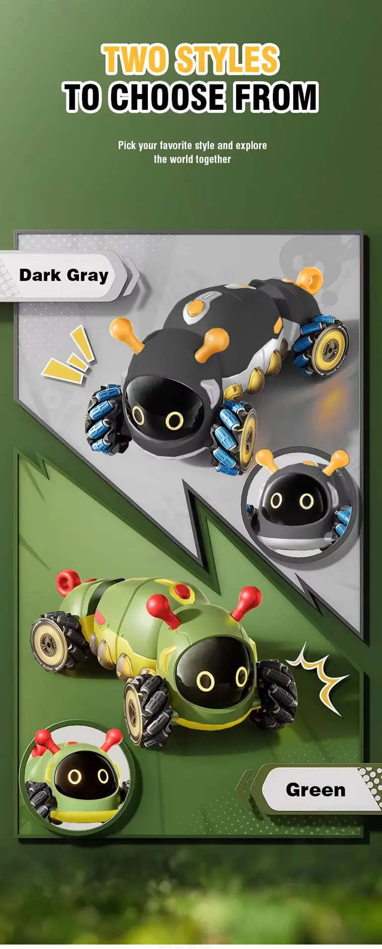 Bionic RC Caterpillar Stunt Cars Simulate the Movement of a Real Caterpillar (TB-4871180) — illustrated product details, panel 9