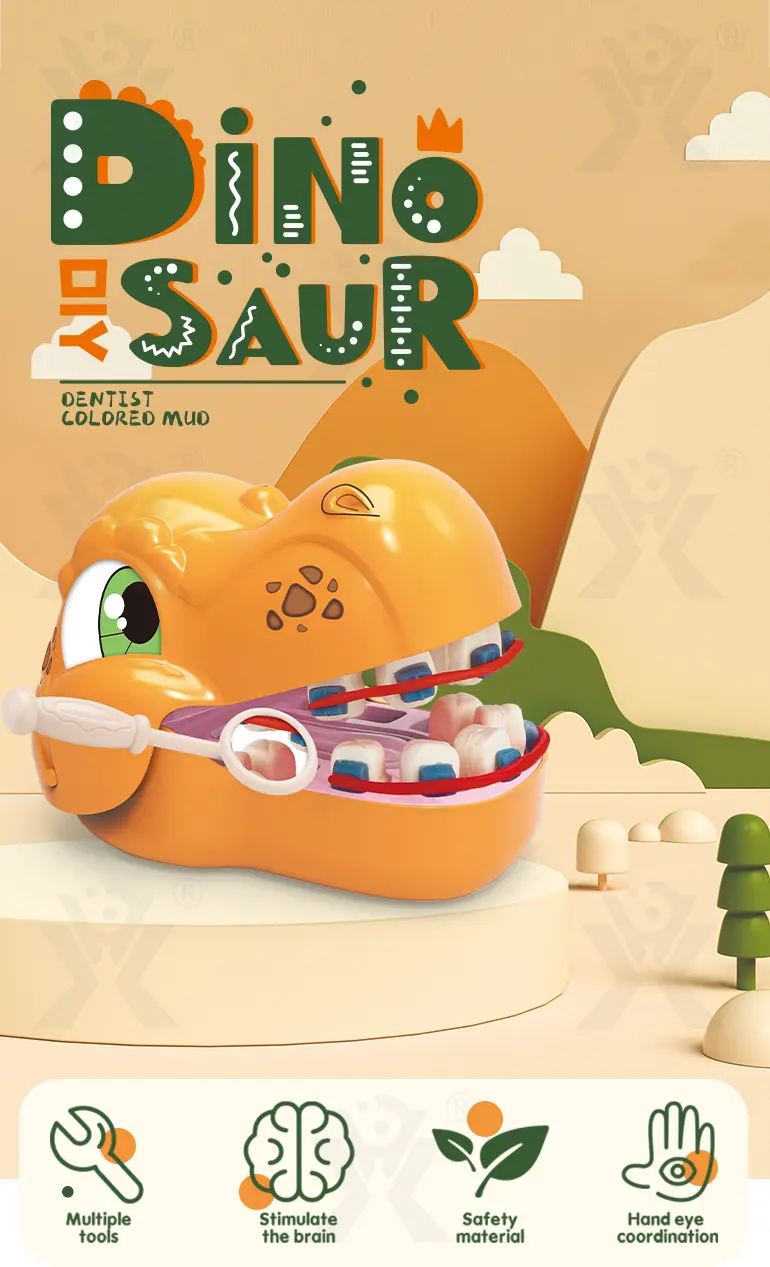 Dinosaur Dentist Toy Set For Kids (TB-2376952) — illustrated product details, panel 1