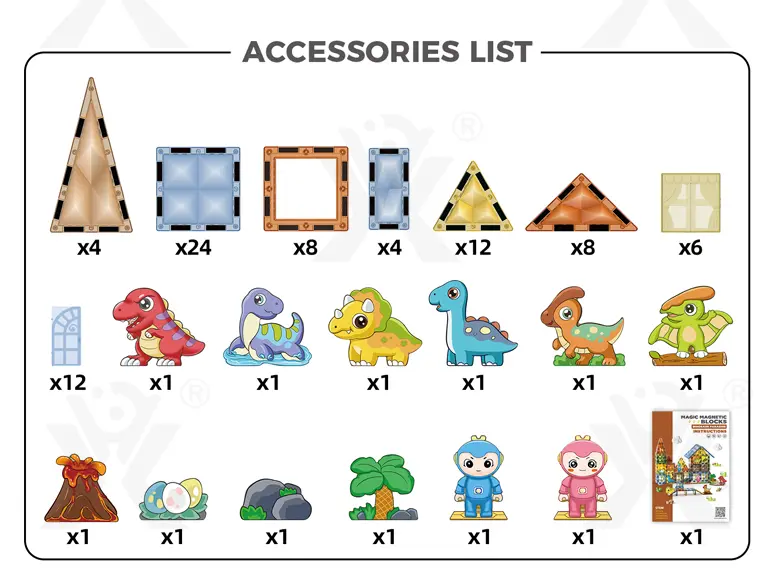Dinosaur Park Magnetic Tiles Toy (TB-4219345) — illustrated product details, panel 12