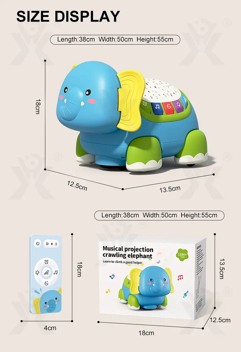 Smart RC Crawling Elephant for Guiding Your Baby to Crawl (TB-4166163) — illustrated product details, panel 12