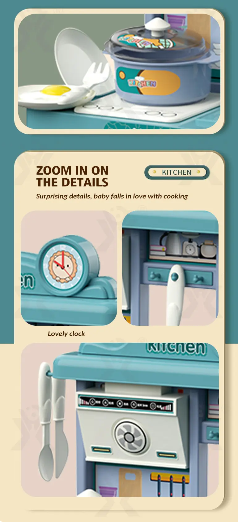 Wholeale Pretend Play Kitchen Toy Kit With Light & Music (TB-2176435) — illustrated product details, panel 5