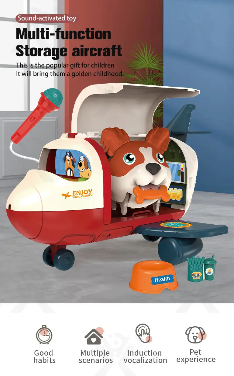 Sound-Activated Storage Aircraft Toy (TB-2198222) — illustrated product details, panel 1