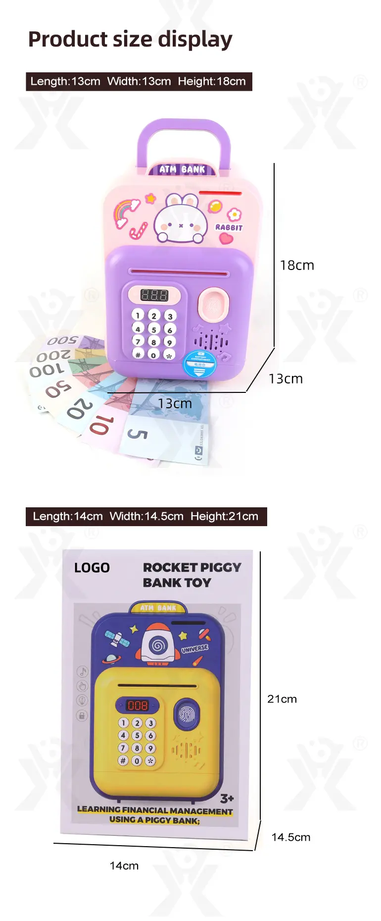 Cute Rabbit Deposit Toys with Intelligent Display (TB-4211377) — illustrated product details, panel 9