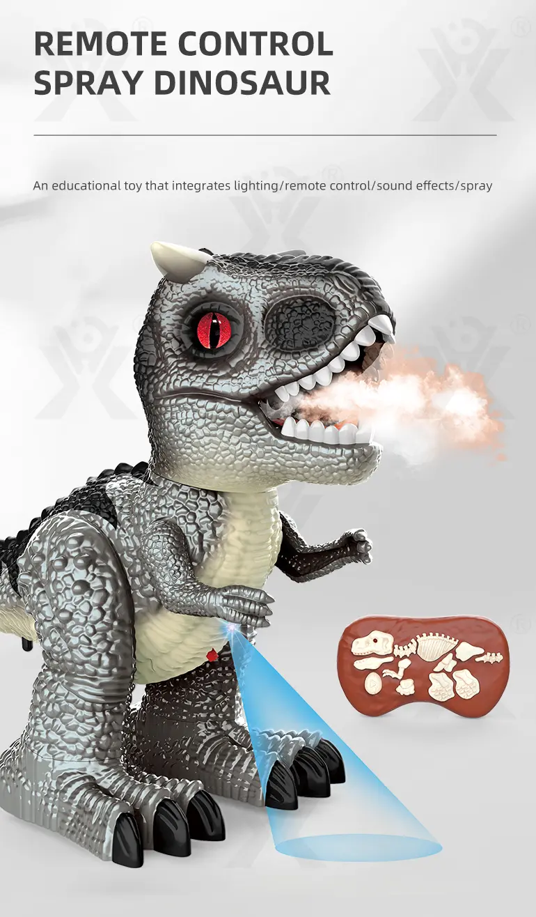 2.4GHz Remote Control Dinosaur Toy with Spray (TB-4169503) — illustrated product details, panel 1