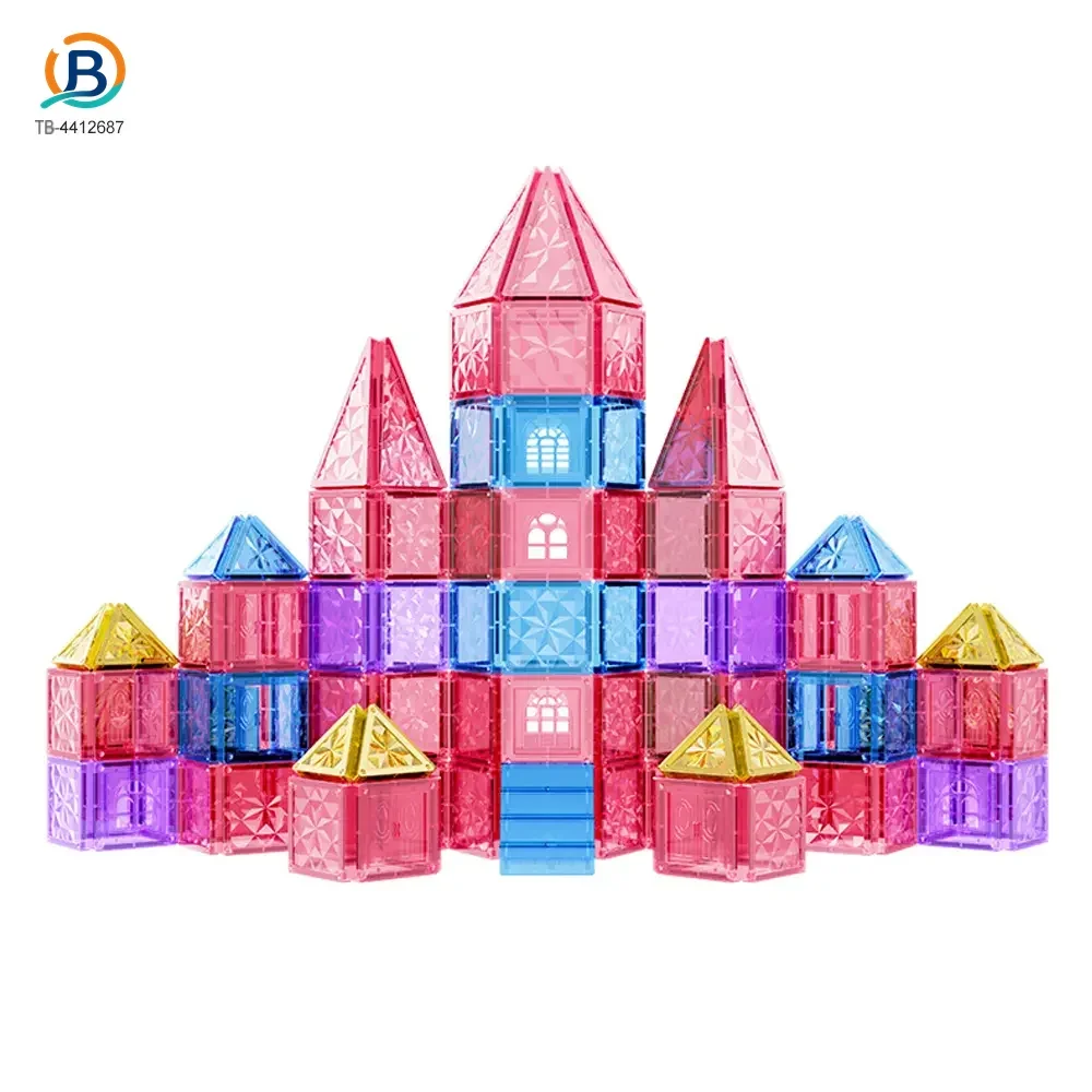 Pink Magnetic Tiles Set 3D Blocks-diy building blocks (TB-4412687) — product photograph 2