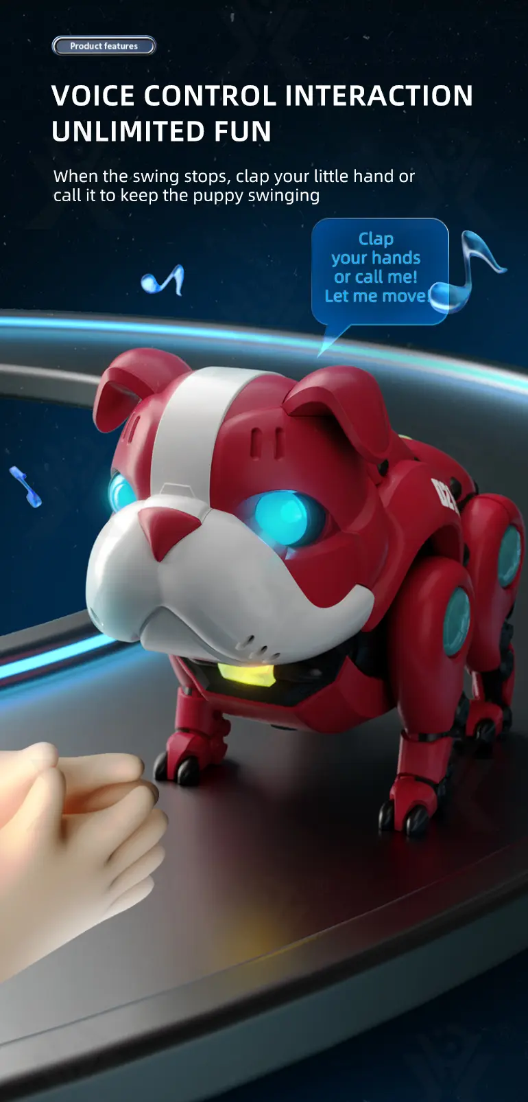 Smart Robot Dog Toy with Voice & Clap Activation (TB-3969330) — illustrated product details, panel 3